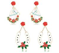2/4Pairs Kentucky Derby Earrings for Women Horseshoe Earrings Derby Hat Horse Riding Suit Earrings Horse Race Day Dangle Earring Set Kentucky Derby Outfits Jewelry Accessories Party Gifts, Zinc