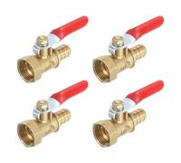 2/4Pcs Brass Water Mini Ball Valve Shut Off Switch 9.5-20mm Female x 8mm/10mm Hose Barb 180 Degree Handle Brass Valve(A 4Pcs)