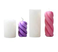 2/4PCS Candle Silicone Mold Woven Ball Spiral Geometry Cylindrical for Candle Making(2 pcs White09)