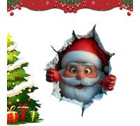 2/4PCS Christmas Creative Wall Sticker, 11.4" Realistic 3D Christmas Wall Stickers Large, Self-Adhesive Santa Reindeer Wall Decorations, for Christmas Party Kitchen Living Room Bathroom (#1)