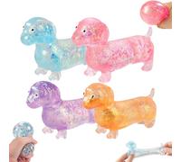 2/4PCS Dachshund Squish y, Squish-y Weiner Dog, Animals Squishies Soft Squeeze Fidget Toys, Sparkly Cute Mini Rainbow Sausage Dogs Stress Relief Toy Glitter Sausage Dog for Kids Adults (4pc-dog)