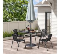 2/4Pcs Garden Dining Chairs with Square Table