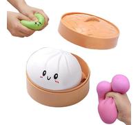 2/4Pcs Giant Dumpling Squishy, Vibrant Squishy Dumpling Toy, Colorful Fidget Tool Sensory Stress Relief Ball with Sweet Smile (White)