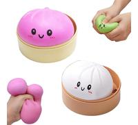 2/4Pcs Giant Dumpling Squishy, Vibrant Squishy Dumpling Toy, Colorful Fidget Tool Sensory Stress Relief Ball with Sweet Smile (Pink+White)