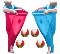 2+4Pcs Granny Pants Yard Game, Super Giant Pants Outdoor Game with 4 Bouncy Balls and 2 Pants, Recreational Tossing Games for Family Reunion and Adult Party (Blue and Pink)