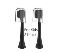 2/4PCS Kids Ultra-fine Soft Toothbrush Gum Care Sensitive Nano Brush Heads ，Compatible for Phili Sonic， Care HX3/HX6/HX9 Heads for Children(2PCS Black)