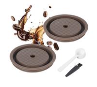 2/4PCS Reusable Coffee Capsule Lids Compatible for Nespresso Vertuo Pods/Vertuoline Capsules Reusable Coffee Filter Silicone Lid with Spoon and Brush(2Pcs Lids)