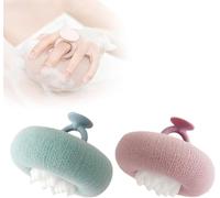 2/4pcs Super Soft Sunflower Suction Cup Bath Ball, Super Soft Bath Sponge Flower 2-in-1 Sunflower Bath Balls, Exfoliating Bath Sponge Cleaning Brush with Suction Cup (Blue+Purple)
