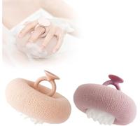 2/4pcs Super Soft Sunflower Suction Cup Bath Ball, Super Soft Bath Sponge Flower 2-in-1 Sunflower Bath Balls, Exfoliating Bath Sponge Cleaning Brush with Suction Cup (Pink+Purple)