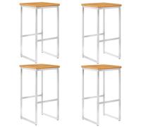2/4x Bar Chairs Stainless Steel Patio Bar Stools Solid Teak/Acacia Wood vidaXL