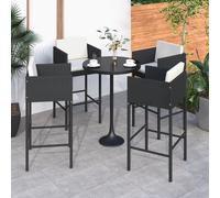 2/4x Bar Stools with Cushions Poly Rattan Garden Lounge Set Bar Height Chair