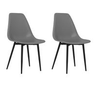 vidaXL 2x Dining Chairs Grey PP Home Kitchen Dining Room Dinner Chair Seating