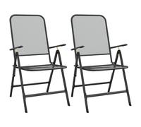 (2) vidaXL 2/4x Folding Garden Chairs Expanded Metal Mesh Anthracite Patio Seat