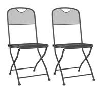 (2) vidaXL 2/4x Folding Garden Chairs Expanded Metal Mesh Anthracite Patio Seat