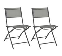 (black, 2) vidaXL 2/4x Folding Outdoor Chairs Steel and Textilene Dining Chair Grey/Black