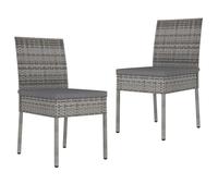 2/4x Garden Dining Chairs Poly Rattan Outdoor Dinner Chair Black/Grey vidaXL