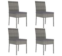 2/4x Garden Dining Chairs Poly Rattan Outdoor Dinner Chair Black/Grey vidaXL