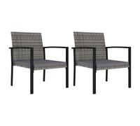 2/4x Garden Dining Chairs Poly Rattan Patio Armchair Seating Grey/Black vidaXL