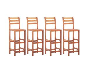 2/4x Solid Acacia Wood Bar Chairs with Backrest Garden Counter Stool vidaXL