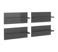 vidaXL 4x Wall Shelves High Gloss Grey Home Wall-Mounted Hanging Display Shelf