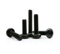 2/5/10/20/50pc GB818 M1.6 M2 M2.5 M3 M4 M5 M6 M8 M10 Black 304 Stainless Steel Cross Recessed Round Bolt Pan Head Screw(5mm,20pcs M4)