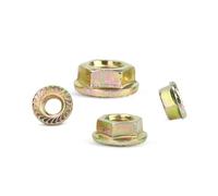 2/5/10/20 Pcs M3 M4 M5 M6 M8 M10 M12 Zinc Plated Carbon Steel Hexagon Hex Head Serrated Spinlock Flange Nuts Locking Lock Nut(Color Zinc Plated,M10(5pcs))