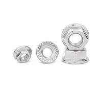 2/5/10/20 Pcs M3 M4 M5 M6 M8 M10 M12 Zinc Plated Carbon Steel Hexagon Hex Head Serrated Spinlock Flange Nuts Locking Lock Nut(White Zinc Plated,M6(20pcs))