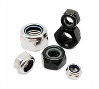 2/5/10/25pcs 304 Stainless Steel Black Hex Nylon Insert Lock Nut Hexagon Self-locking Locknut M2 M2.5 M3 M3.5 M4 M5 M6 M8 M10-M16 (Color : Black carbon steel, Size : M16 2pcs)