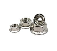 2/5/10/25pcs M3 M4 M5 M6 M8 M10 M12 DIN6923 Stainless Steel Hexagon Hex Head Serrated Spinlock Flange Lock Nut(25pcs M5)