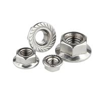 2/5/10/25pcs M3 M4 M5 M6 M8 M10 M12 Stainless Steel Hexagon Hex Head Serrated Spinlock Flange Nut Lock Nut DIN6923(M5 25pcs)