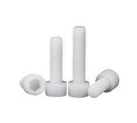 2/5/10/50x M3 M4 M5 M6 M8 M10 M12 White Nylon Plastic Driver Key Hexagon Hex Socket Cap Head Bolt Screw L = 5-120mm DIN912(20mm,10pcs M6)