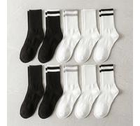 2/5/10 Pairs Comfy Running Athletic Socks Casual Striped Crew Socks for Men and Women