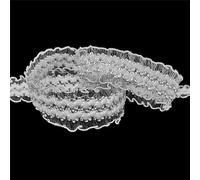 2 5 10 Yard 1-1/8" 30mm Mesh Ruffled Lace Trim Elastics Frilly Spandex Bands Bra Strap Lingerie Dress Sewing Crafts-White-2 Yards