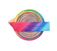 2 5 10 Yard 3/4" 20mm Pastel Rainbow Print Fold Over Elastics Spandex Satin Band Hair Tie Headband Dress Sewing-Bright Rainbow-10 Yards