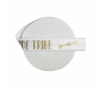 2 5 10 Yard 5/8" 15mm Love Heart Foil Print Fold Over Elastics FOE Spandex Bands Tape Hair Tie Headband Sewing Trim-Bride A-White-100 Yards