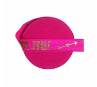 2 5 10 Yard 5/8" 15mm Love Heart Foil Print Fold Over Elastics FOE Spandex Bands Tape Hair Tie Headband Sewing Trim-Bride A-Neon Rose-100 Yards