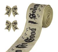 2.5" × 10 Yard Magic Witchcraft Ribbons for Bows, Preppy Sorcerer Wired Edge Ribbon Natural Burlap Ribbons for Gift Wrapping Birthday Decorations Supplies