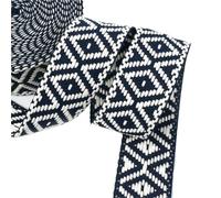 2/5/10M 38mm Polyester Cotton Webbing Band for Bag Strap Jacquard Ethnic Ribbon Shoes Backpack Bias Tape DIY Sewing Accessories for DIY Sewing Crafting(Blue,38mm-10Meters)