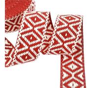 2/5/10M 38mm Polyester Cotton Webbing Band for Bag Strap Jacquard Ethnic Ribbon Shoes Backpack Bias Tape DIY Sewing Accessories for DIY Sewing Crafting(Red,38mm-5Meters)