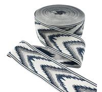 2/5/10M 6cm Wide Ethnic Embroidery Jacquard Webbing Tape for Sewing Curtain Garment Decorative Crafts(Navy Blue,10Meters)