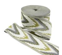 2/5/10M 6cm Wide Ethnic Embroidery Jacquard Webbing Tape for Sewing Curtain Garment Decorative Crafts(Green,10Meters)