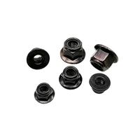 2/5/10pc M3 M4 M5 M6 M8 M10 M12 Black Carbon 304 A2 Stainless Steel Hex Flange Nylon Insert Lock Nut Self-Locking Nylock Locknut(Black carbon steel,M6 10pcs)