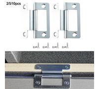 2/5/10Pc Steel Cranked Flush Hinge for Cupboard Door 50x23mm Zinc Plated Finish for Caravans Mobile Homes(10PC)
