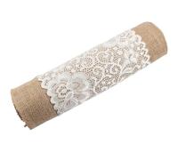 2/5/10pcs 30*180cm Vintage Burlap White Lace Hessian Table Runner Natural Jute Wedding Decorations for Table(5pcs)
