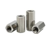 2/5/10pcs M2 M2.5 M3 M4 M5 M6 M8 M10 M12 304 Stainless Steel Long Rod Coupling Hex Nut Hex Standoff Spacer Hollow Bolt(6mm,M4 (5pcs))