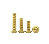 2/5/10PCS M6 M8 Solid Brass Button Head Screw Pure Hexagon Socket Round Cap Head Screw Bolts(12mm,M6-5pcs)