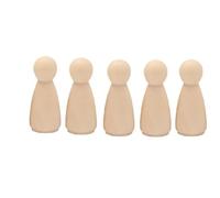 2/5/10Pcs Wooden Peg Doll Unfinished Dolls in Different Shapes Perfect for DIY Painting Art Craft Decoration(5Pcs 43.0mmA)