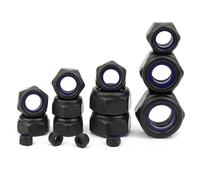 2/5/25pcs M2 M2.5 M3 M4 M5 M6 M8 M10 M12 M16 304 Stainless Steel Black Hex Nylon Insert Lock Nut Self-locking Nylock Nut Locknut(Black Carbon Steel,M3(25pcs))