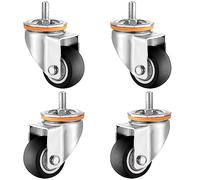 2.5 3 4 5 in Heavy Duty Replacement Caster Wheel for Furniture Trolley Set of 4, M10 M12 Threaded Stem Swivel Caster, No Noise TPR Rubber Castors with Dual Locking Brake (Swivel 63mmA)
