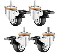 2.5 3 4 5 in Heavy Duty Replacement Caster Wheel for Furniture Trolley Set of 4, M10 M12 Threaded Stem Swivel Caster, No Noise TPR Rubber Castors with Dual Locking Brake (Brake 63mmB)